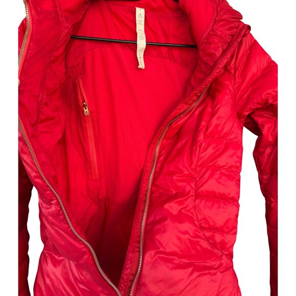Lululemon Red Puffer Coat Jacket Women's Sz 4 Lightweight Nylon Insulated Zip-Up - Picture 3 of 12